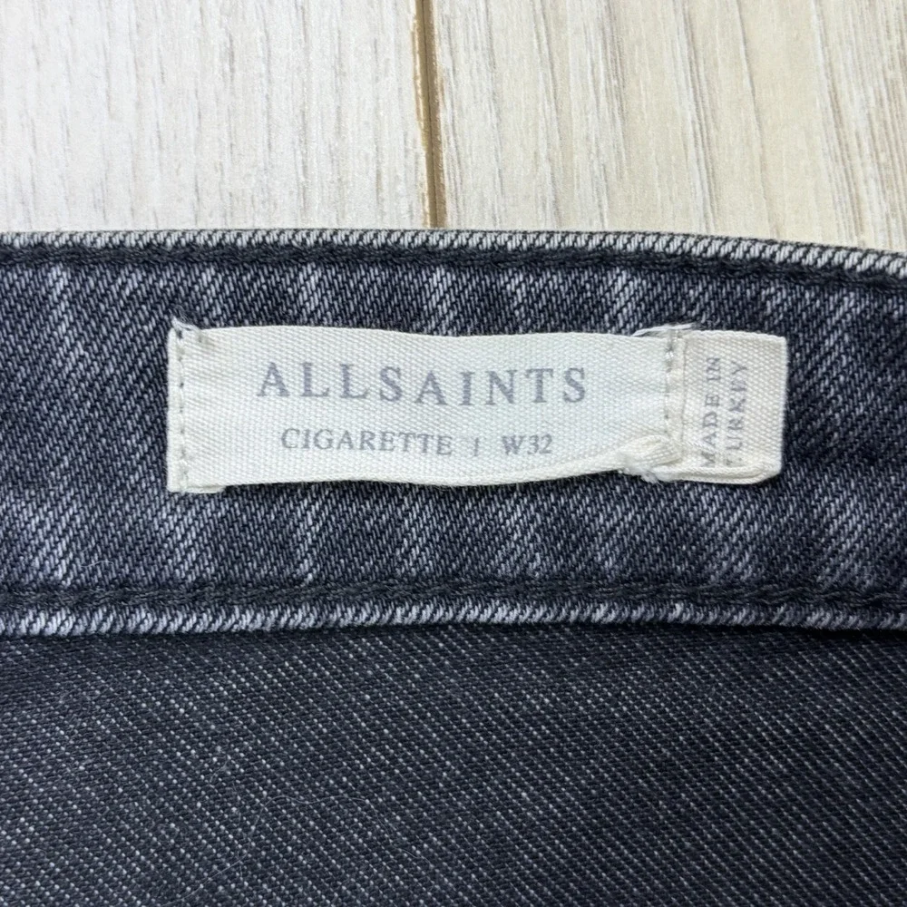 All Saints Jeans Mens 32x30 Faded Black Cigarette Skinny Stretch Denim Pants